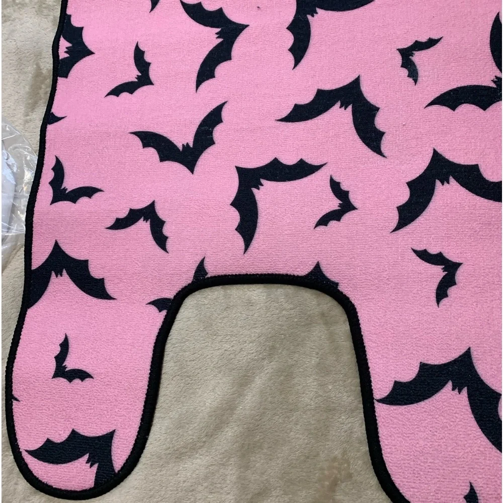 Dolls Kill Pink & Black Bats Bath Mats Rugs Set Duo NWT